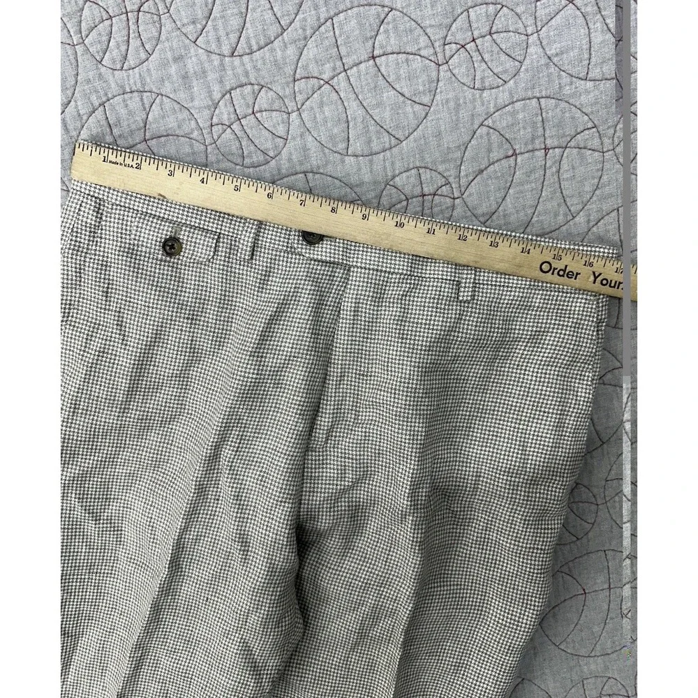 Banana Republic 100% Linen Taupe Houndstooth Dress Trousers / Men's 32